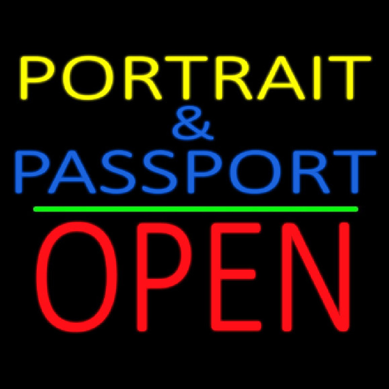 Custom Portrait And Passport With Open 1 Neon Sign USA