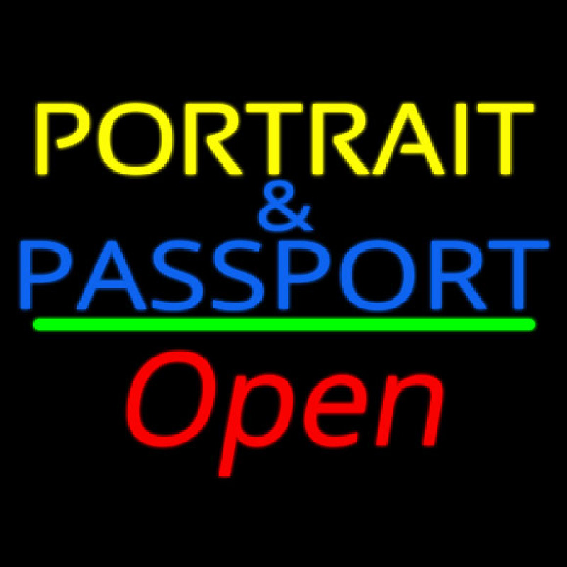Custom Portrait And Passport With Open 2 Neon Sign USA