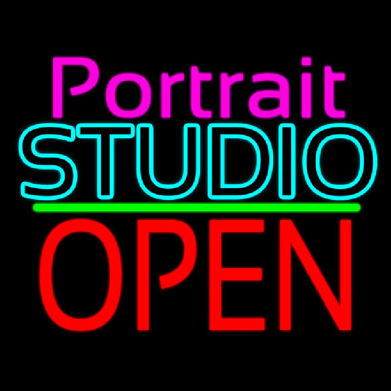 Custom Portrait Studio Open 1 Neon Sign USA