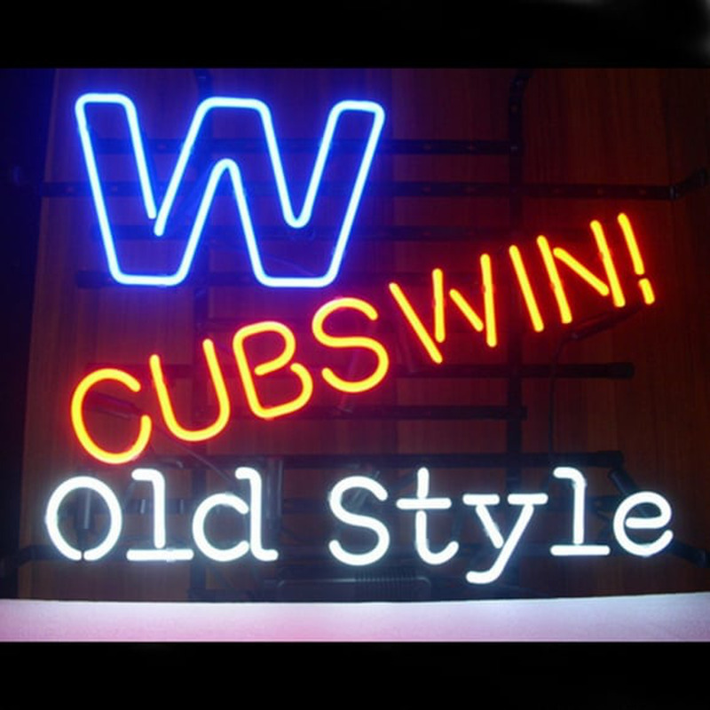 Custom Professional Chicago Cubs Win W Old Style Beer Real Neon Sign Free 2 Neon Sign USA