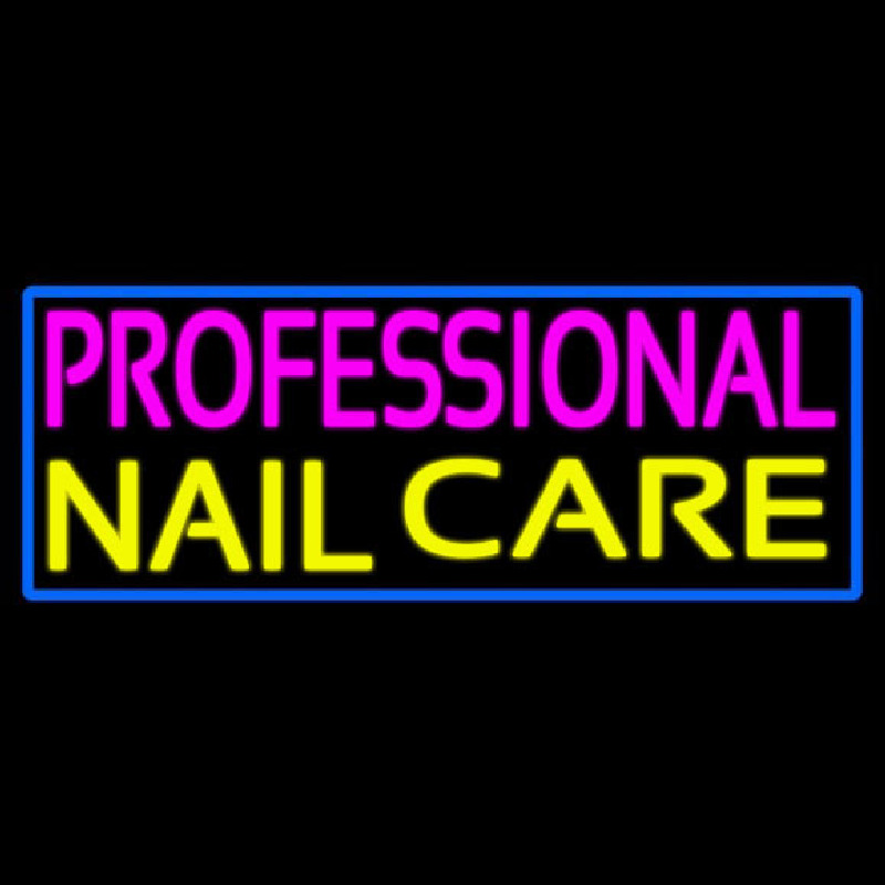 Custom Professional Nail Care With Blue Border Neon Sign USA