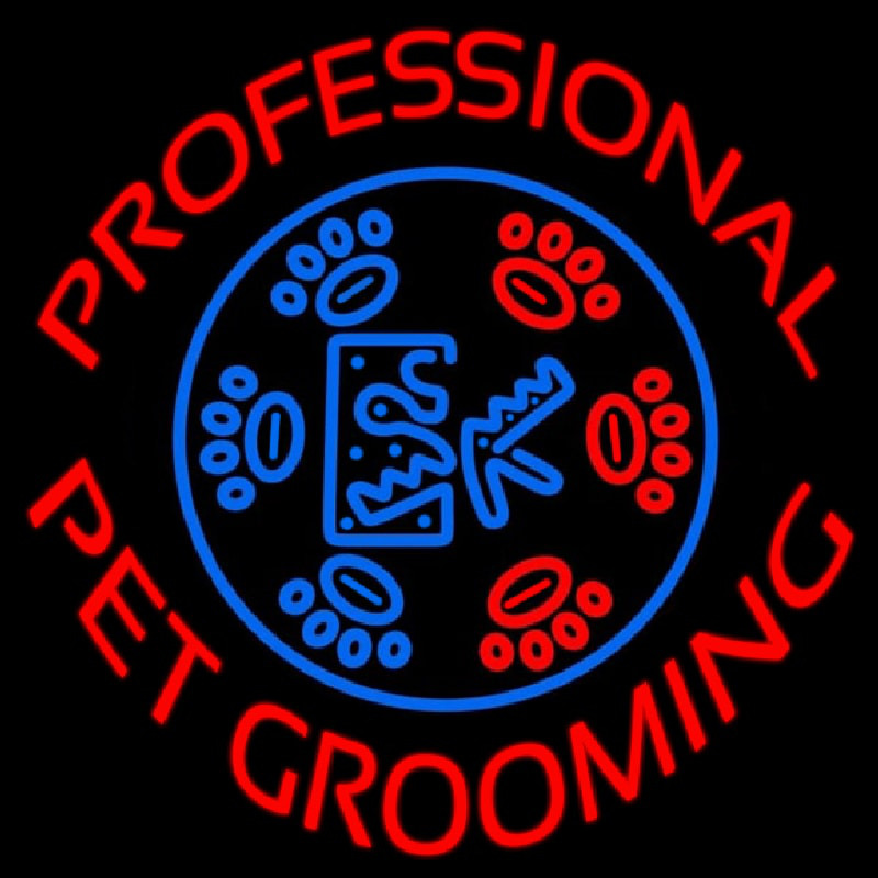 Custom Professional Pet Grooming Neon Sign USA