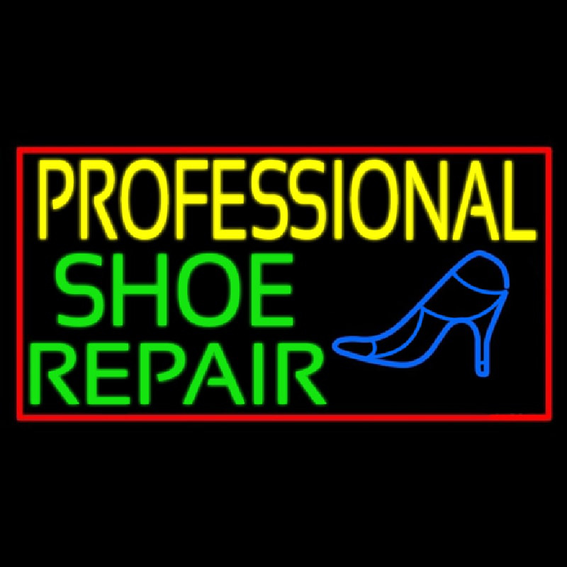 Custom Professional Shoe Repair With Border Neon Sign USA