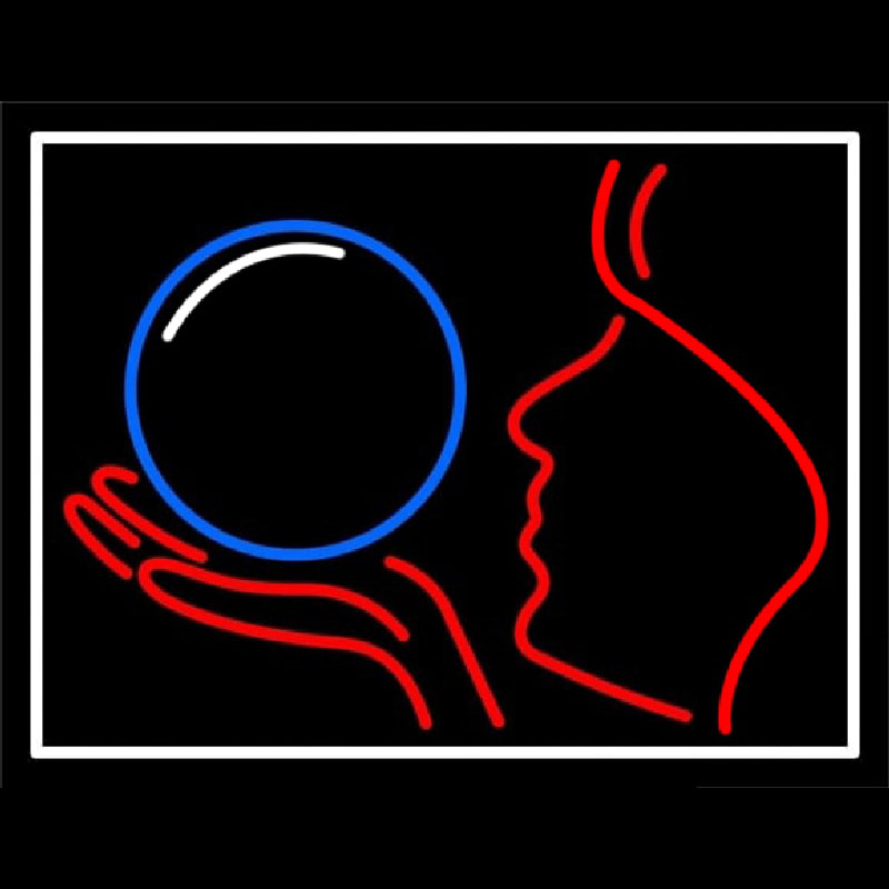 Custom Psychic Crystal Logo With White Border Neon Sign USA