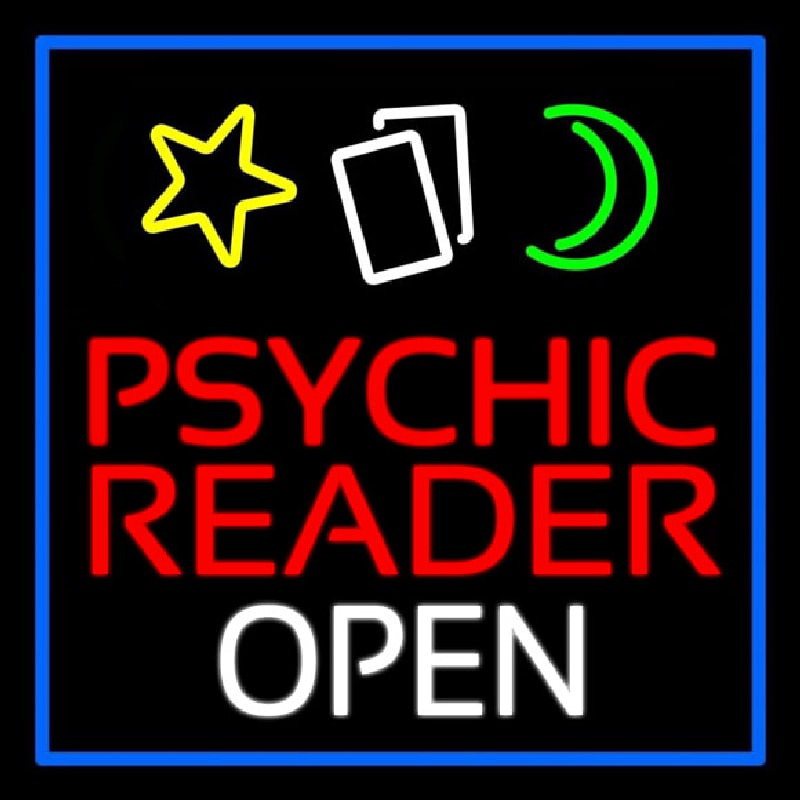 Custom Psychic Reader Open Block Blue Border Neon Sign USA