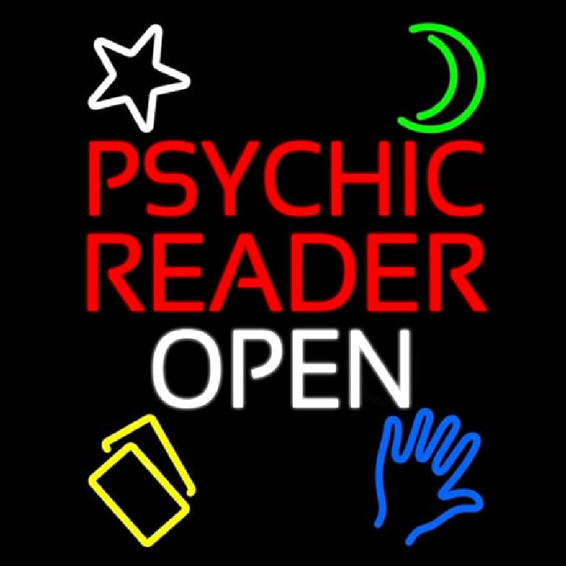 Custom Psychic Reader Open Block White Border Neon Sign