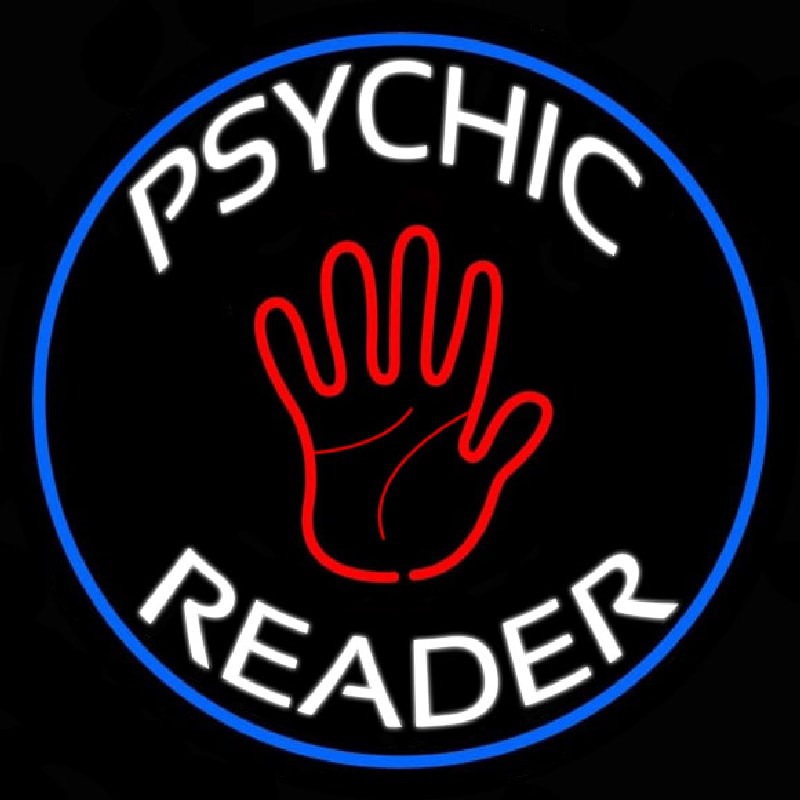 Custom Psychic Reader With Palm Blue Circle Neon Sign USA