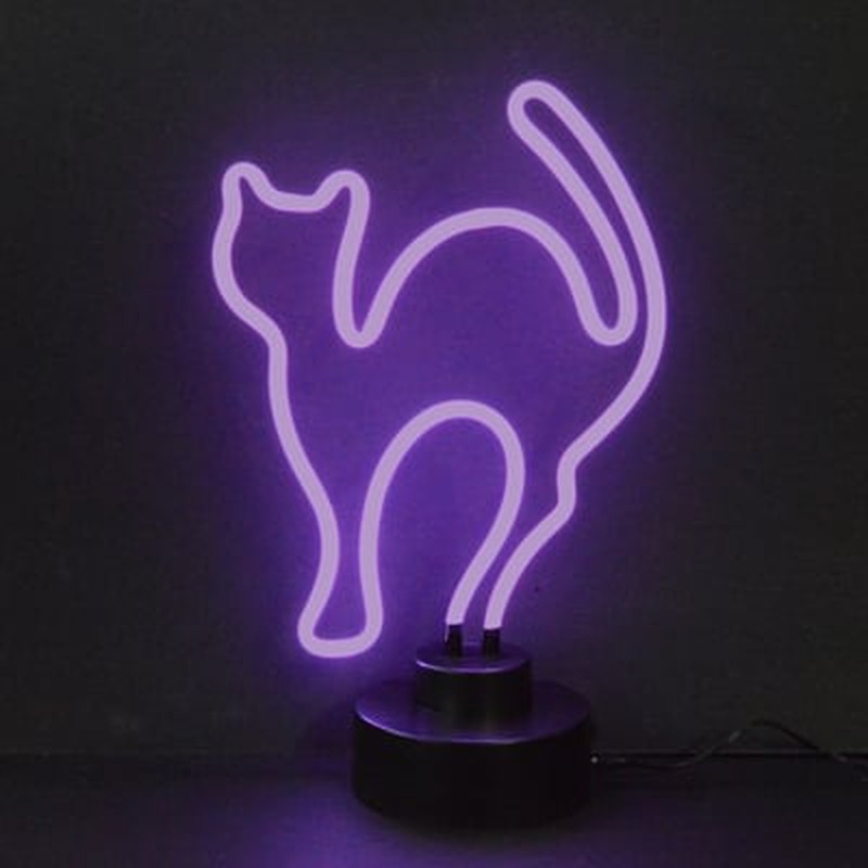 Custom Purple Cat Desktop Neon Sign