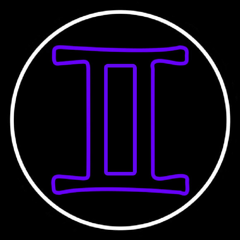 Custom Purple Gemini White Border Neon Sign USA