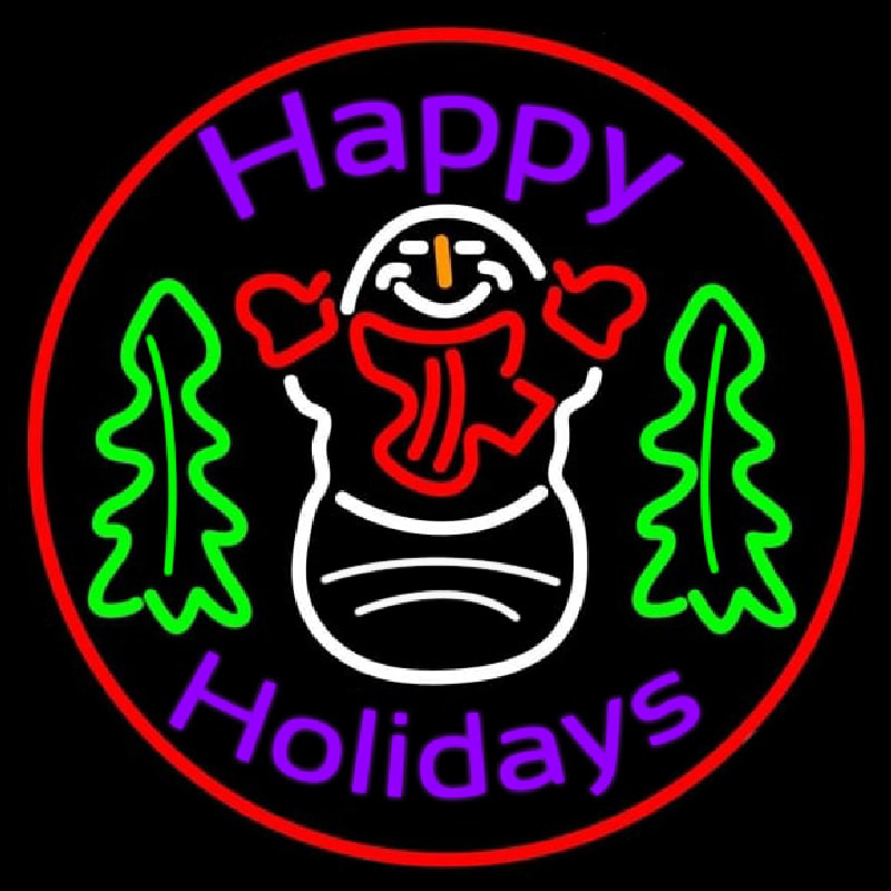 Custom Purple Happy Holidays Snow Man Neon Sign USA