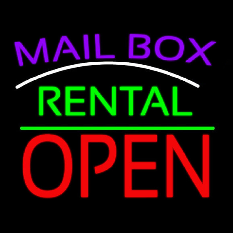 Custom Purple Mailbox Turquoise Rental With Open 1 Neon Sign USA
