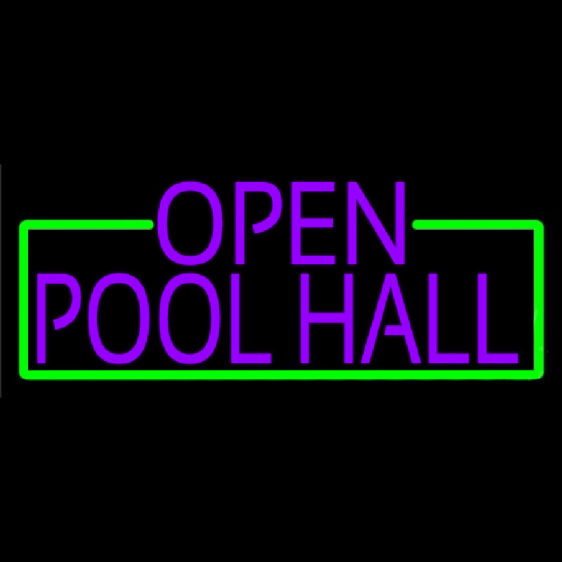 Custom Purple Open Pool Hall With Green Border Neon Sign USA