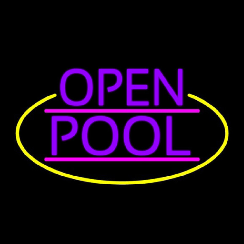 Custom Purple Open Pool Oval With Yellow Border Neon Sign USA