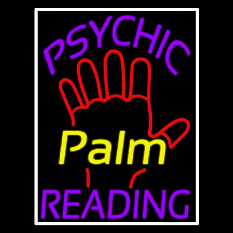 Custom Purple Psychic Reading With Yellow Palm Neon Sign USA