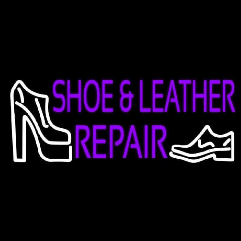 Custom Purple Shoe And Leather Repair Neon Sign
