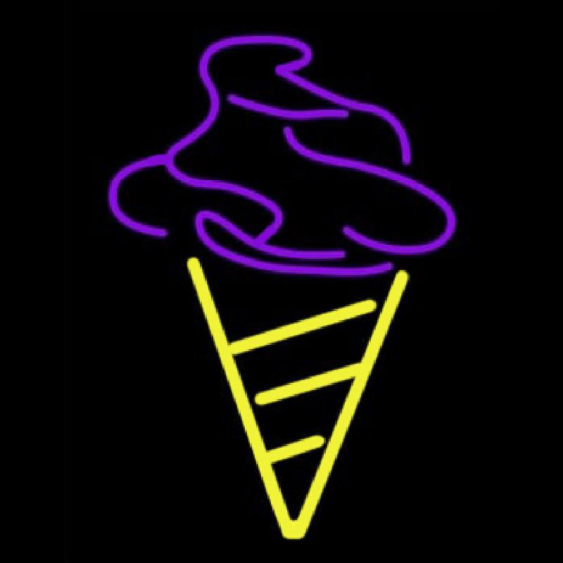 Custom Purple Yellow Ice Cream Cone Neon Sign USA