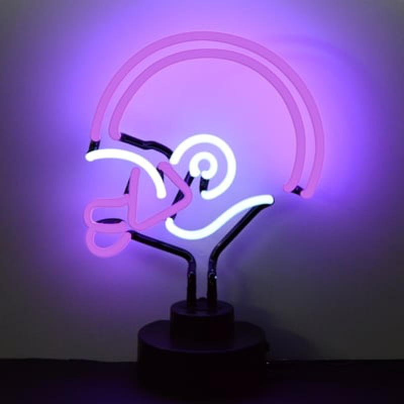 Custom Purple and White Football Helmet Desktop Neon Sign