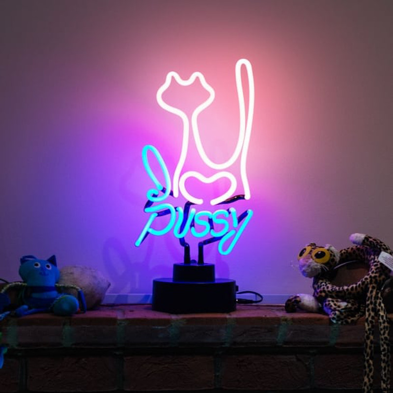 Custom Pussy Cat Desktop Neon Sign