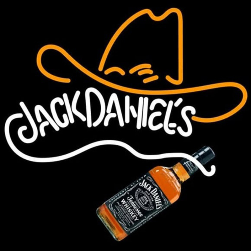 Custom Rare Jack Daniels Whiskey Cowboy Hat Neon Sign USA