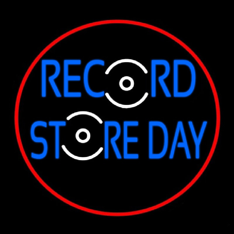Custom Record Store Day Block Red Border Neon Sign USA