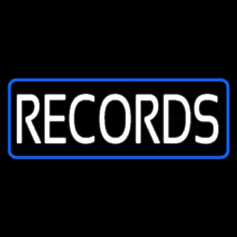 Custom Records Block Blue Border Neon Sign USA