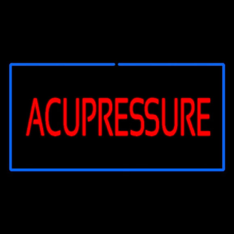 Custom Red Acupressure Blue Border Neon Sign USA