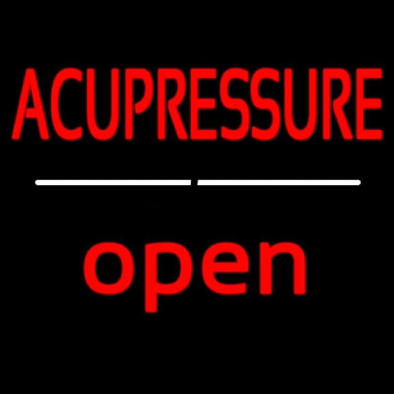 Custom Red Acupressure Open White Line Neon Sign USA