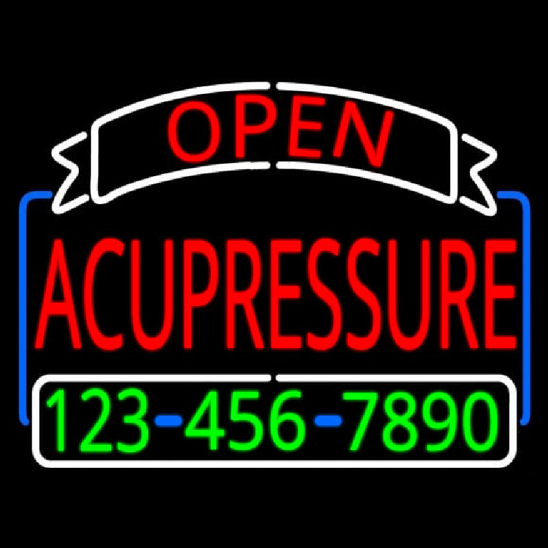 Custom Red Acupressure With Phone Number Neon Sign USA