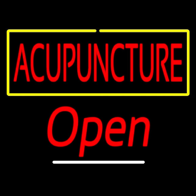 Custom Red Acupuncture With Yellow Border Open Neon Sign USA