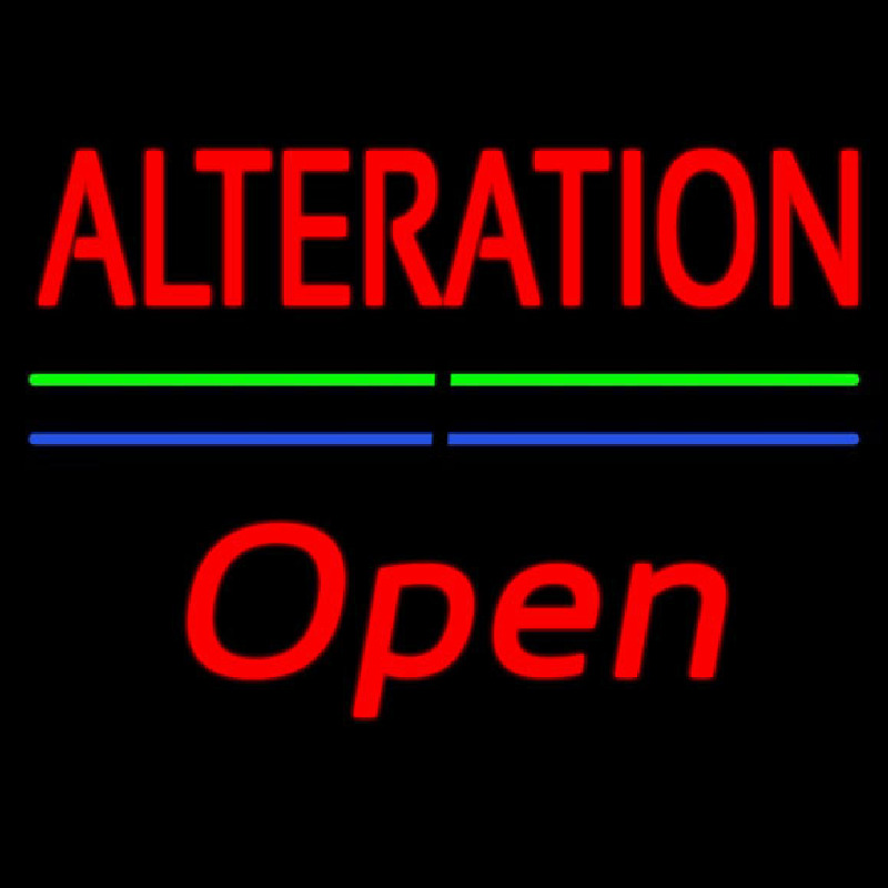 Custom Red Alteration Blue Green Line Slant Open Neon Sign USA