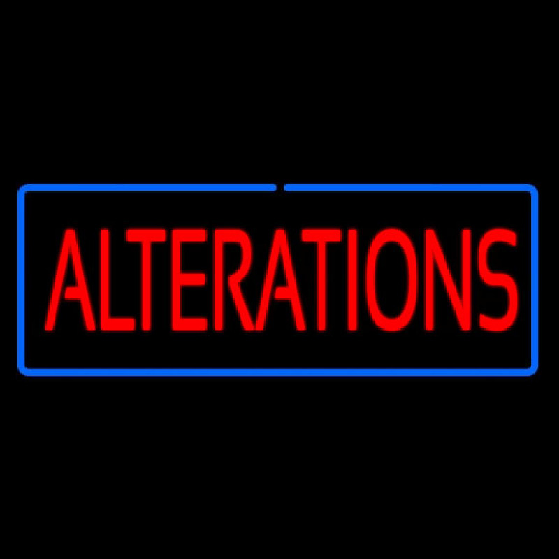 Custom Red Alterations Blue Border Neon Sign USA
