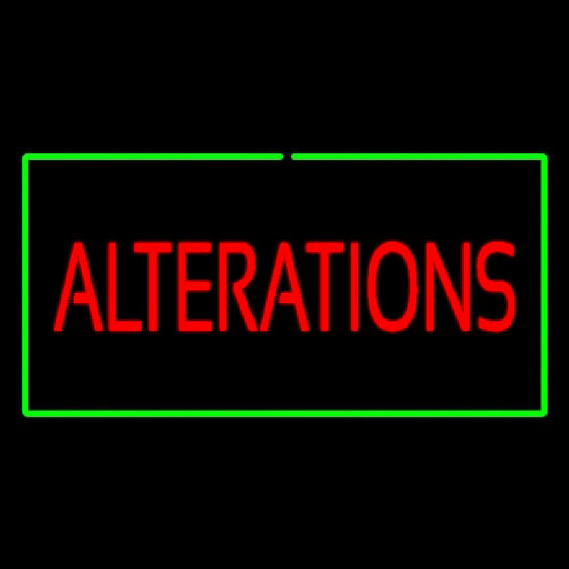 Custom Red Alterations Green Border Neon Sign USA