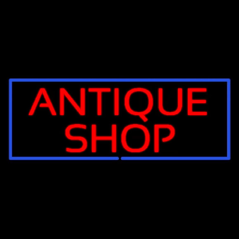 Custom Red Antique Shop Blue Border Neon Sign USA