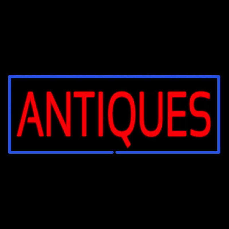 Custom Red Antiques Blue Rectangle Neon Sign USA