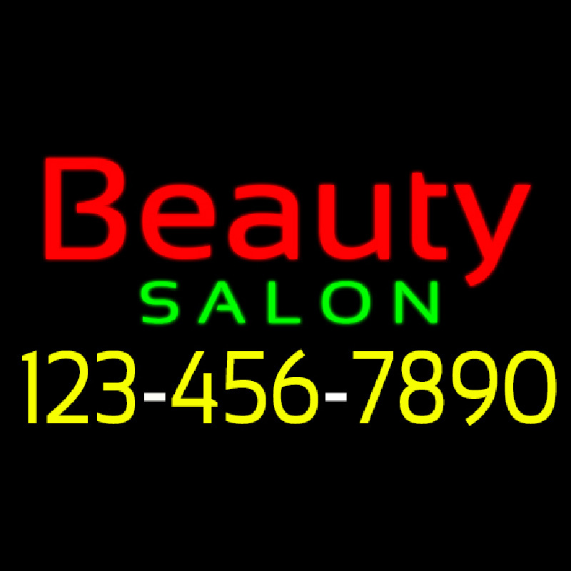 Custom Red Beauty Salon With Phone Number Neon Sign USA