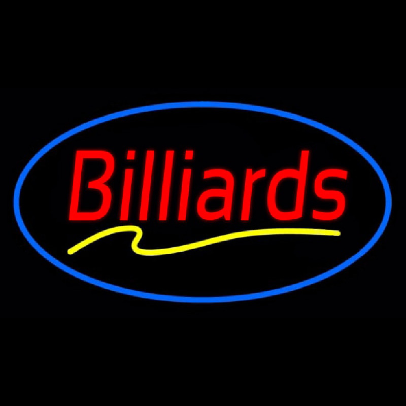 Custom Red Billiards Blue Oval Neon Sign USA
