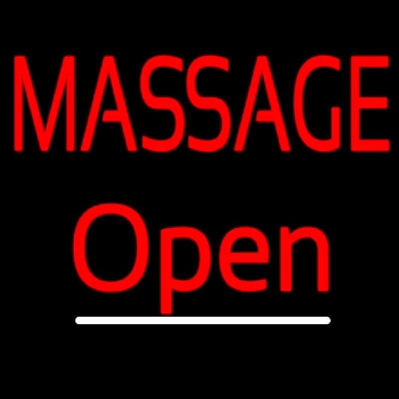Custom Red Block Massage Open Neon Sign USA