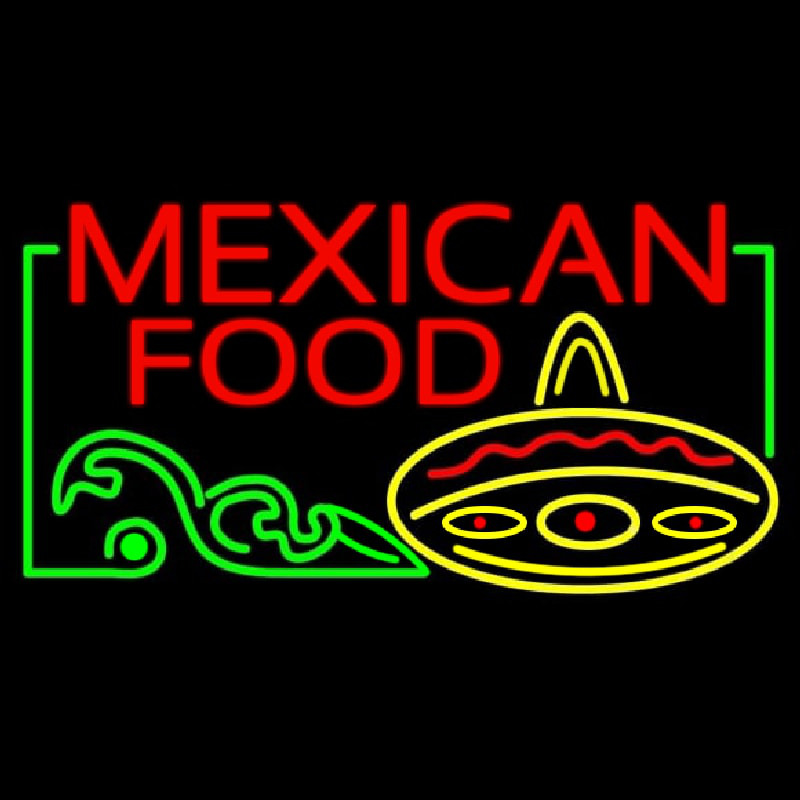 Custom Red Block Mexican Food Neon Sign USA