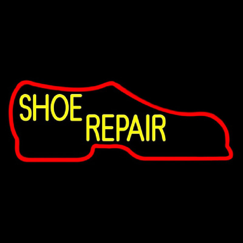 Custom Red Boot Shoe Repair Neon Sign USA