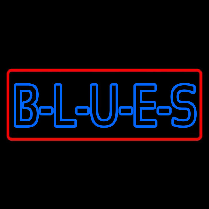 Custom Red Border Blues Block Neon Sign USA