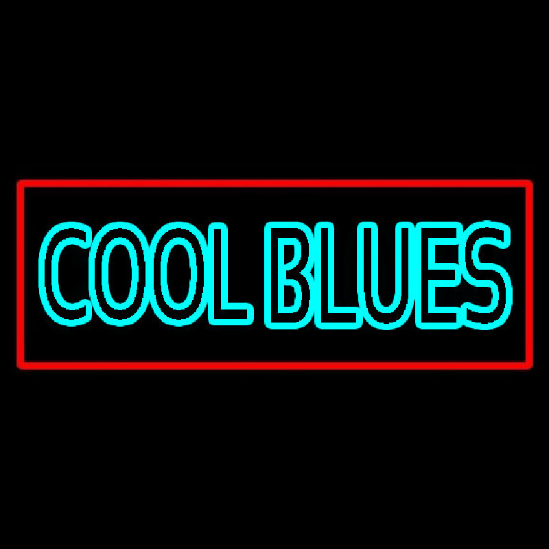 Custom Red Border Cool Blues Neon Sign USA