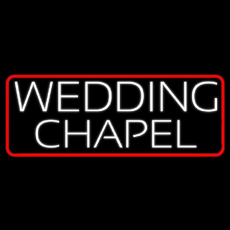 Custom Red Border Wedding Chapel Neon Sign USA
