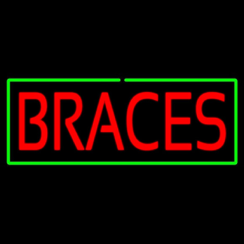 Custom Red Braces Green Border Neon Sign USA