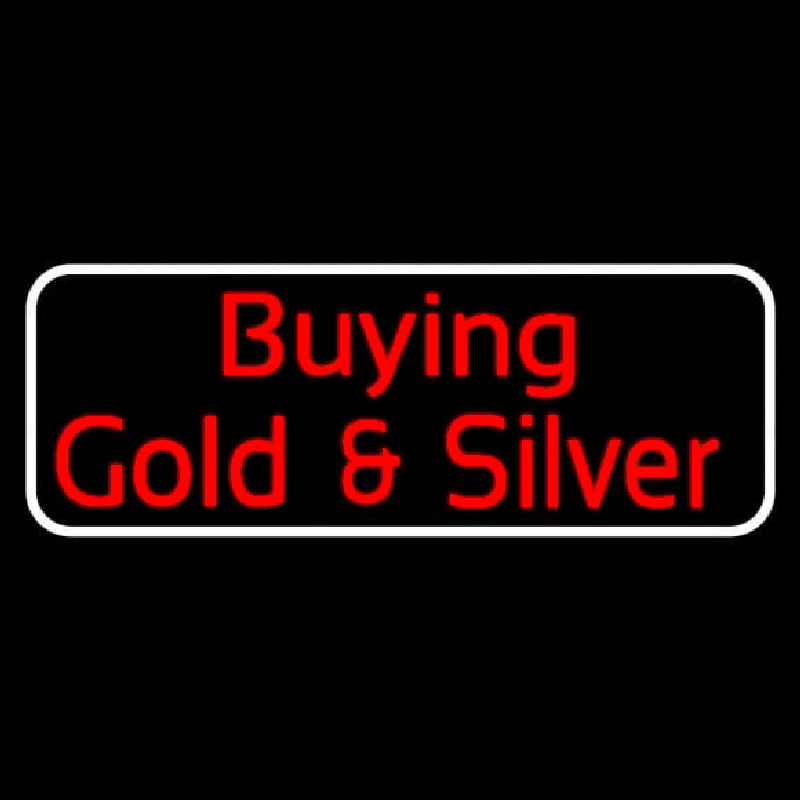 Custom Red Buying Gold And Silver White Border Block Neon Sign USA