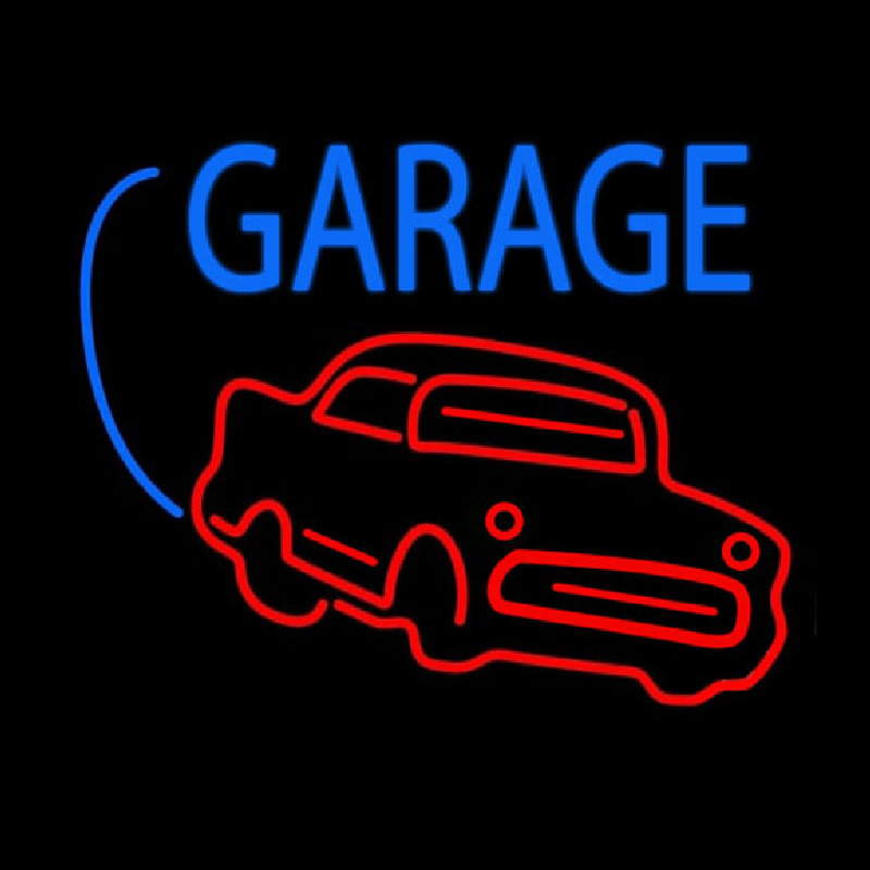 Custom Red Car Logo White Garage Neon Sign USA