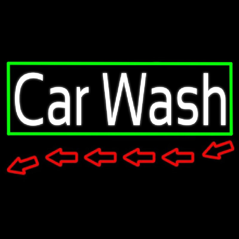 Custom Red Car Wash With Border Neon Sign USA