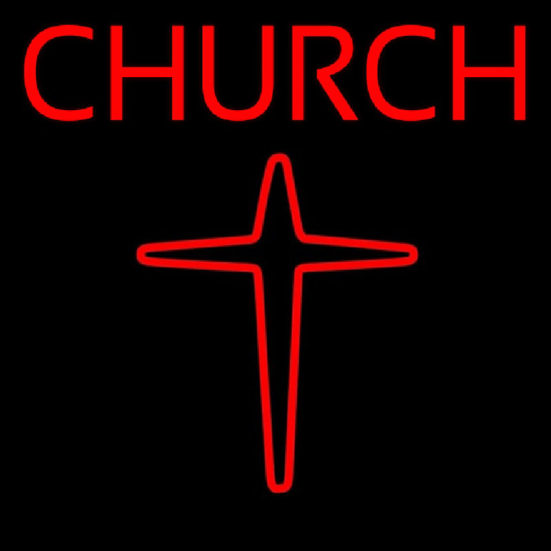 Custom Red Church With Cross Logo Neon Sign USA