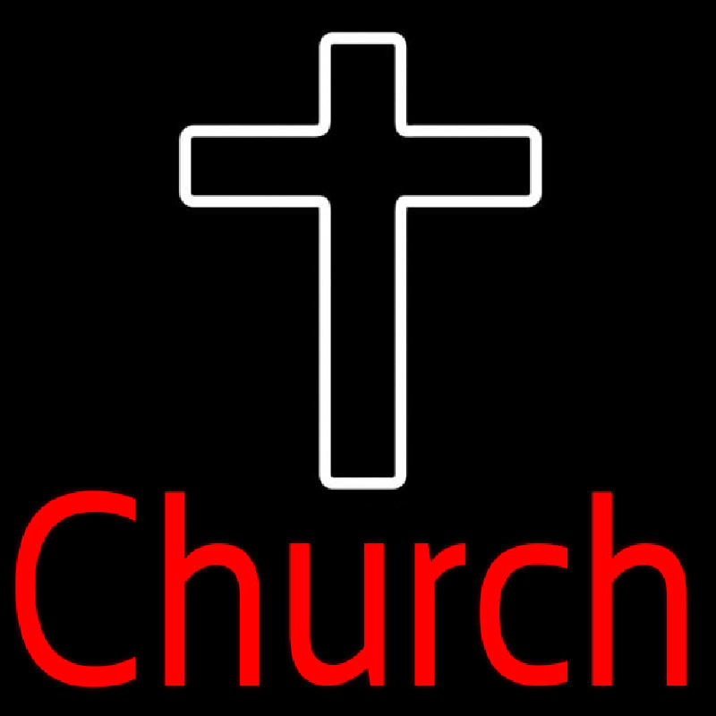 Custom Red Church With Cross Neon Sign USA