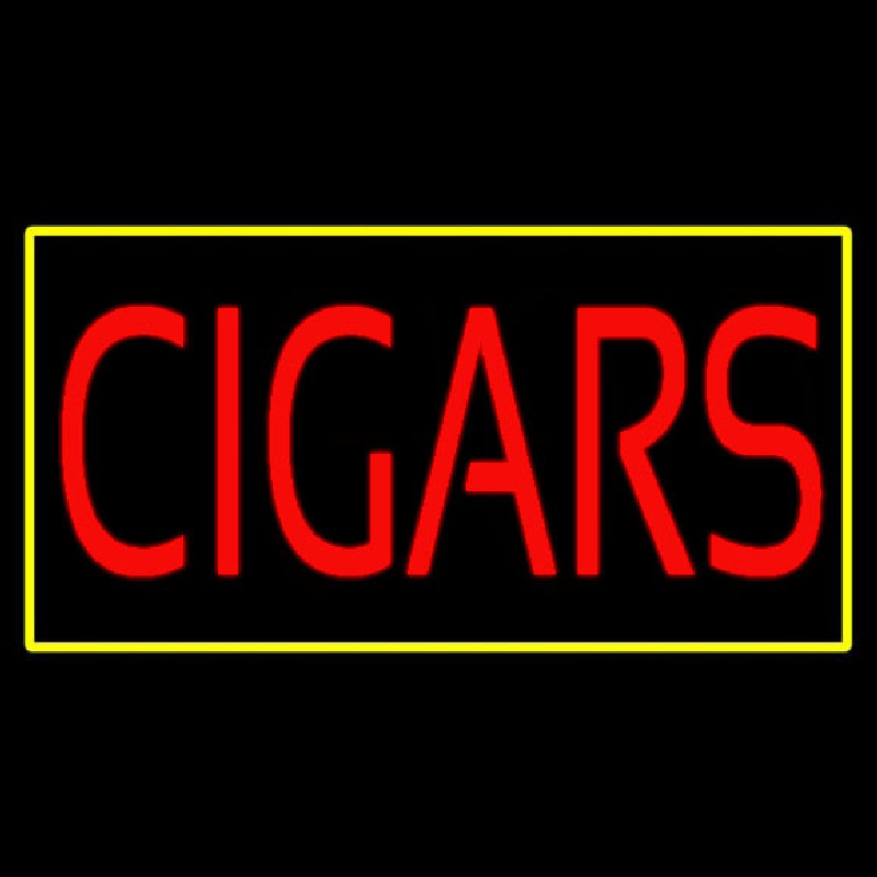 Custom Red Cigars With Yellow Border Neon Sign USA