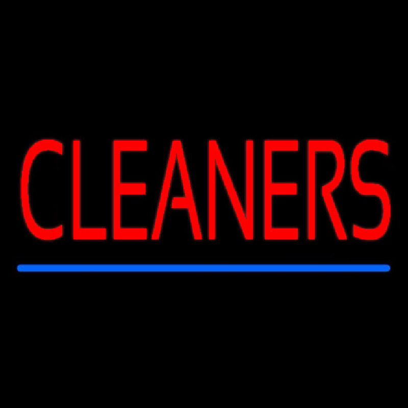 Custom Red Cleaners Blue Line Neon Sign USA